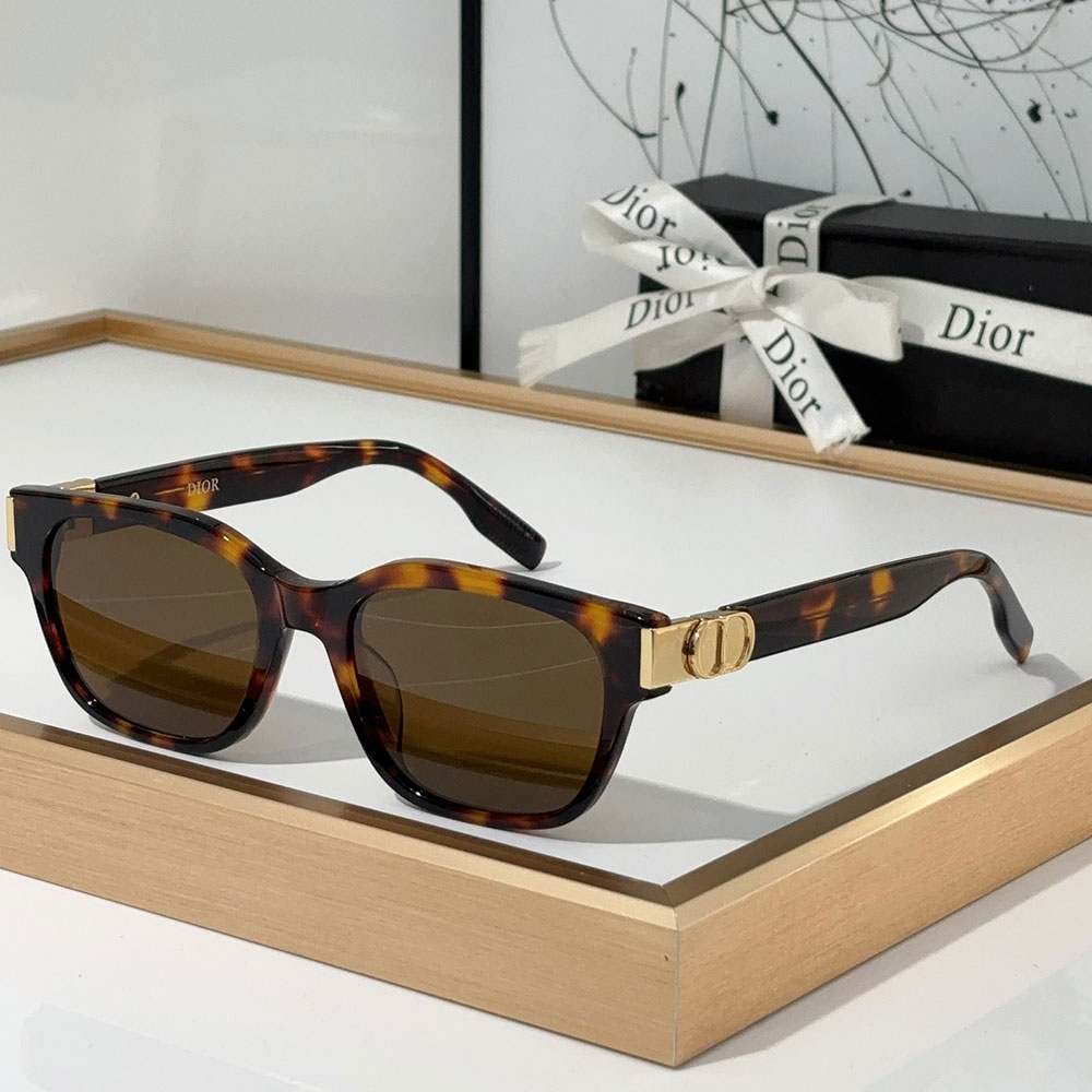 Dior Acetate Square Frame with Gold-finish CD Hinge sunglasses  Top quality - KAIROO