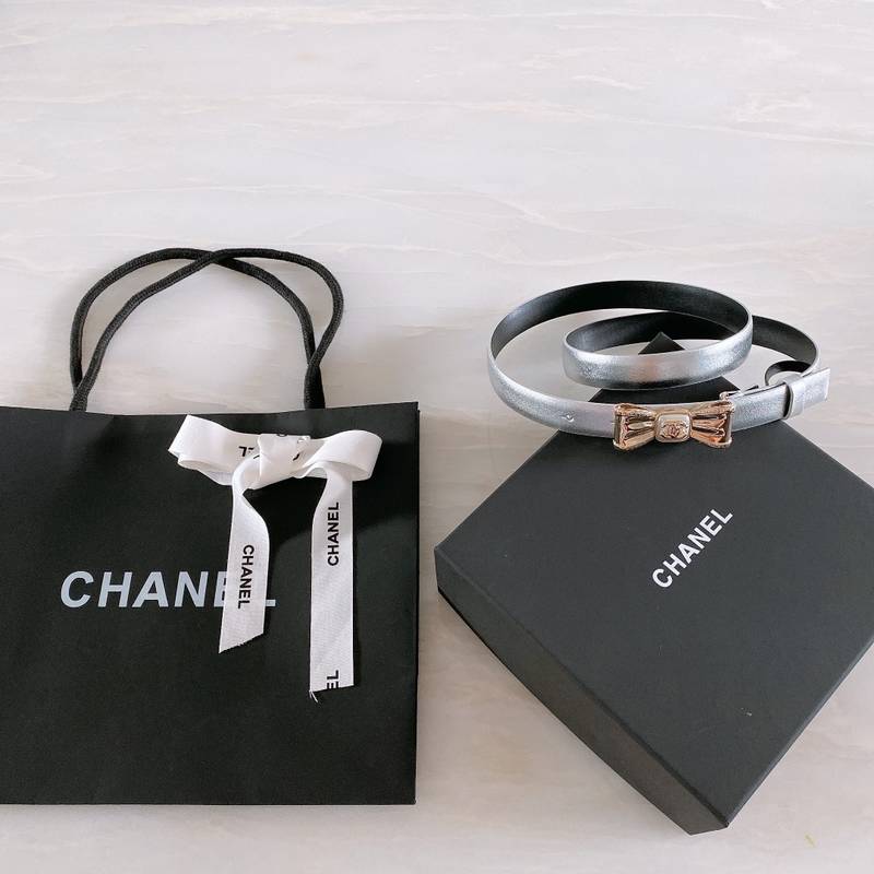 Chanel Belt With Ribbon Buckle Silver Women Belt 30MM - KAIROO