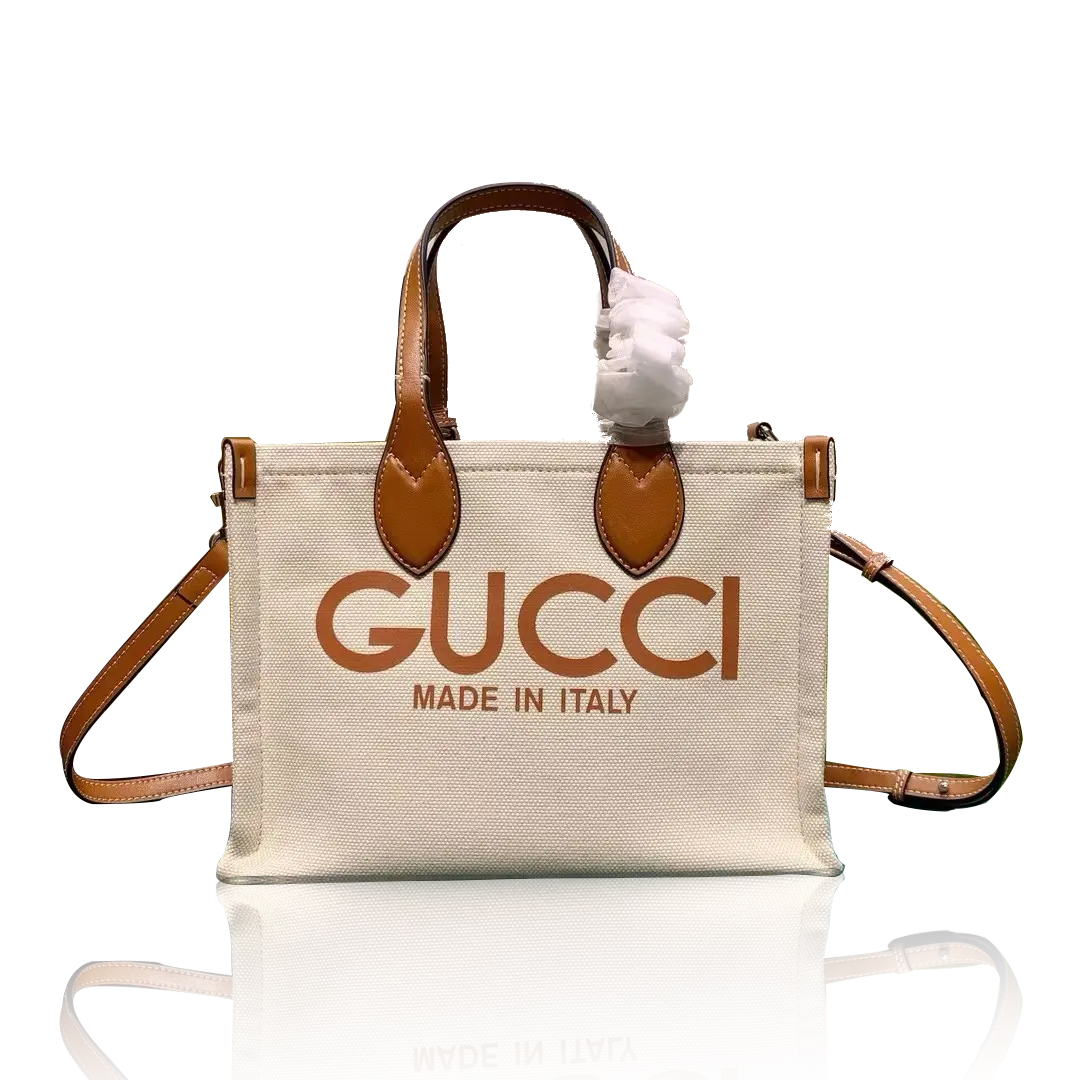 GUCCI Vintage Logo Canvas and Leather Tote - KAIROO