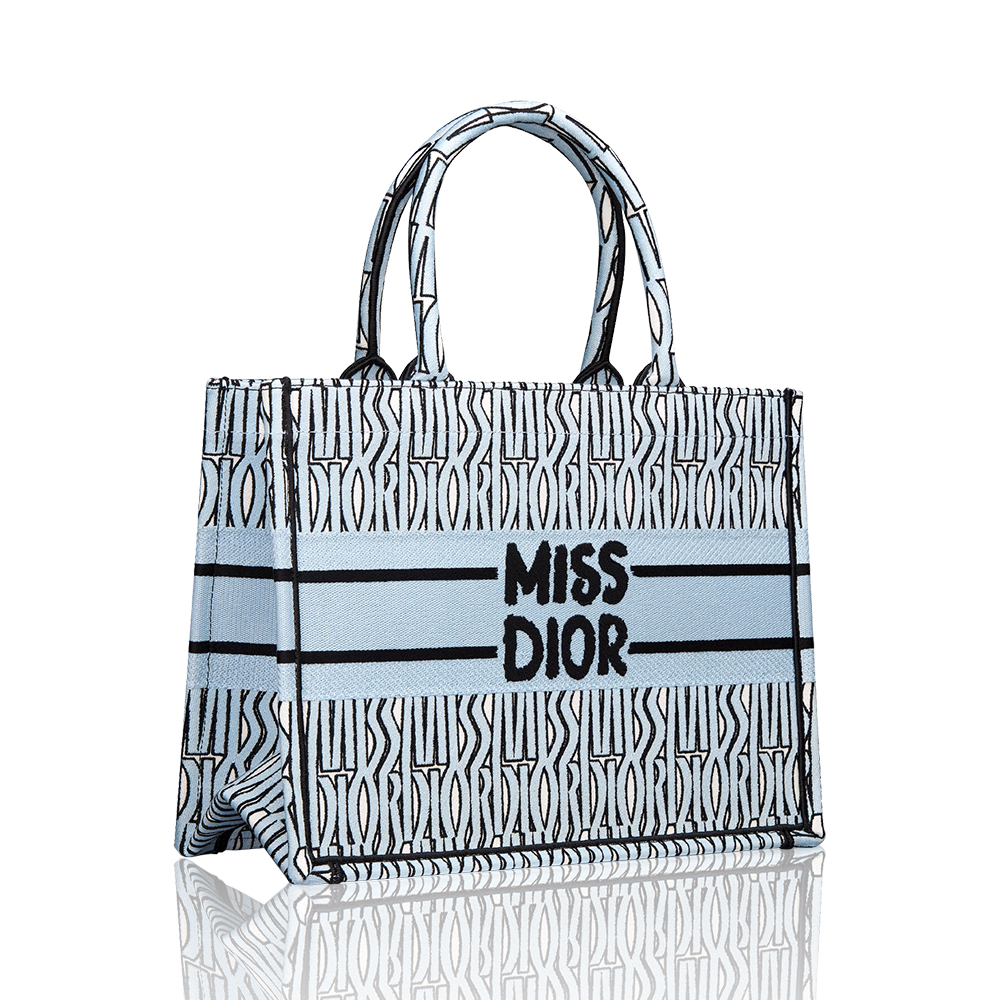 Dior Book Tote Modern Street Graffiti Letter Allover Embroidery Canvas Medium Tote - KAIROO