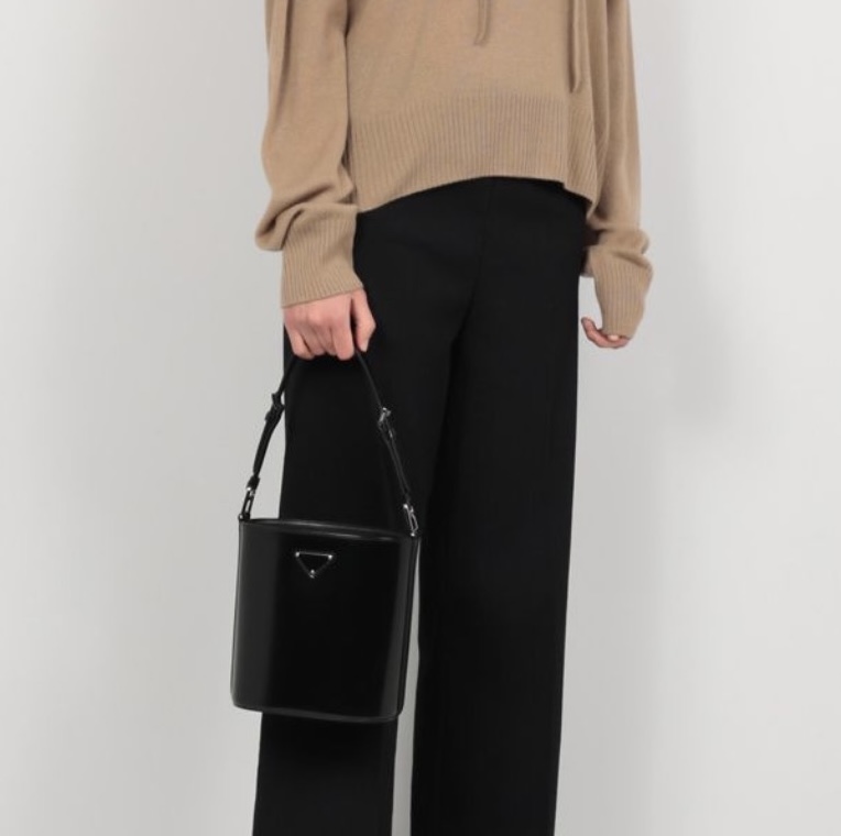 Prada Panier Brushed Leather Mini Cylindrical Bucket Bag - KAIROO