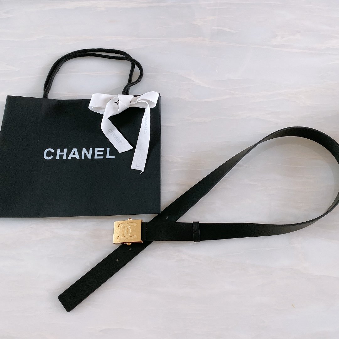 Chanel Belt With Ribbon Buckle Black Women Belt 30MM - KAIROO