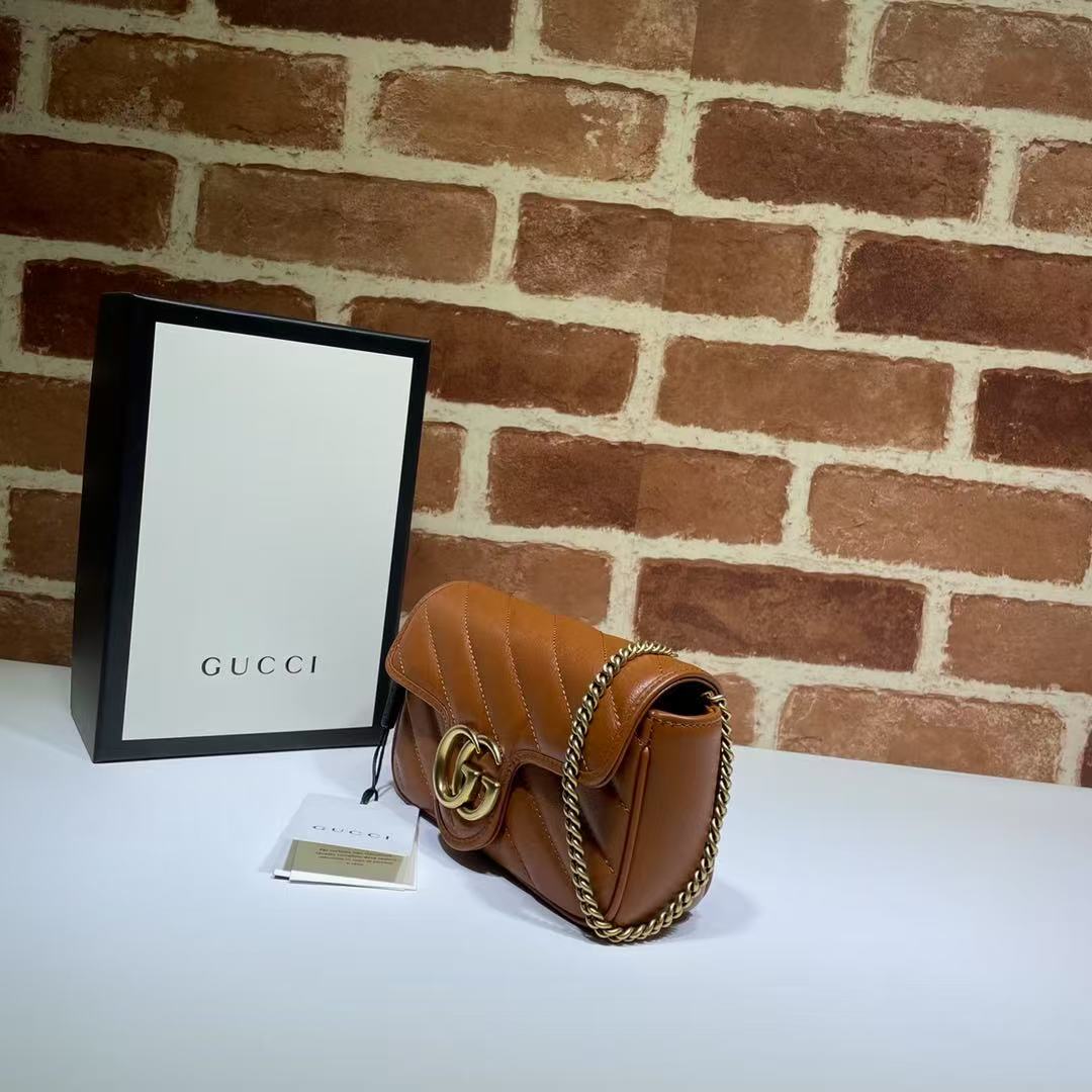 GUCCI Quilted Leather Marmont Shoulder Bag /Brown - KAIROO