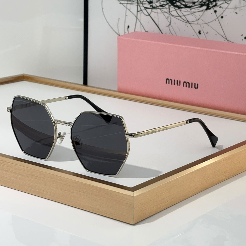 Miu Miu Slim Polygon Metal Frame UV Sunglasses Top quality - KAIROO