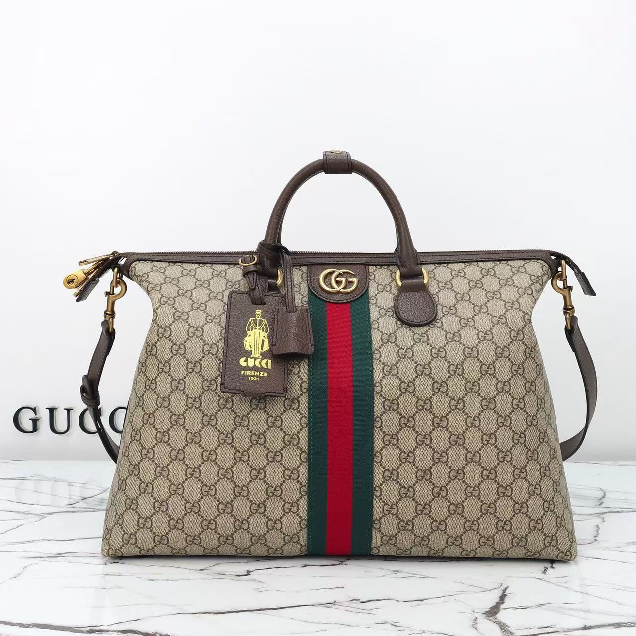 GUCCI Savoy Monogram Canvas Duffle Bag Medium - KAIROO