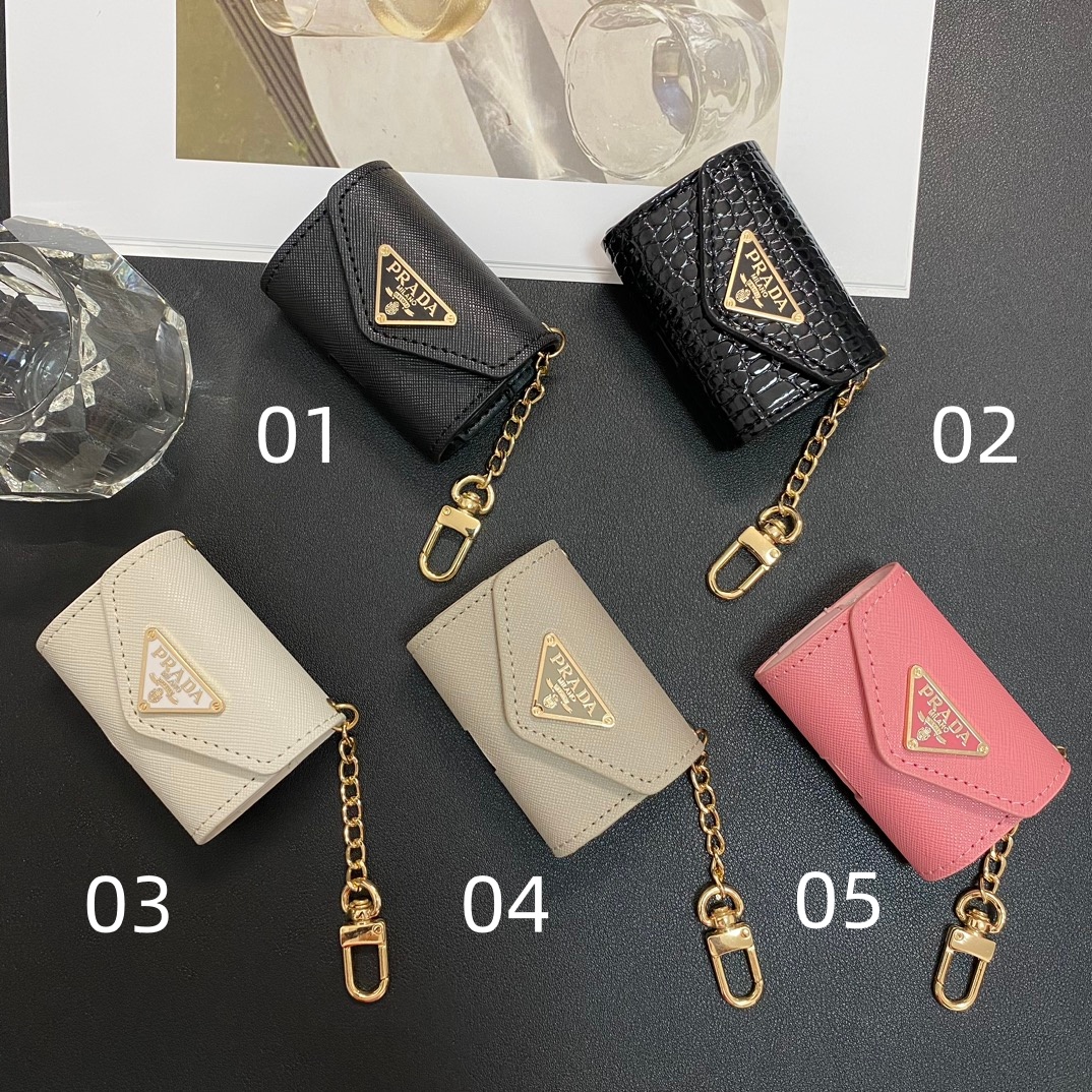 Prada Mini Envelope Leather Earphone Case with Keychain - KAIROO