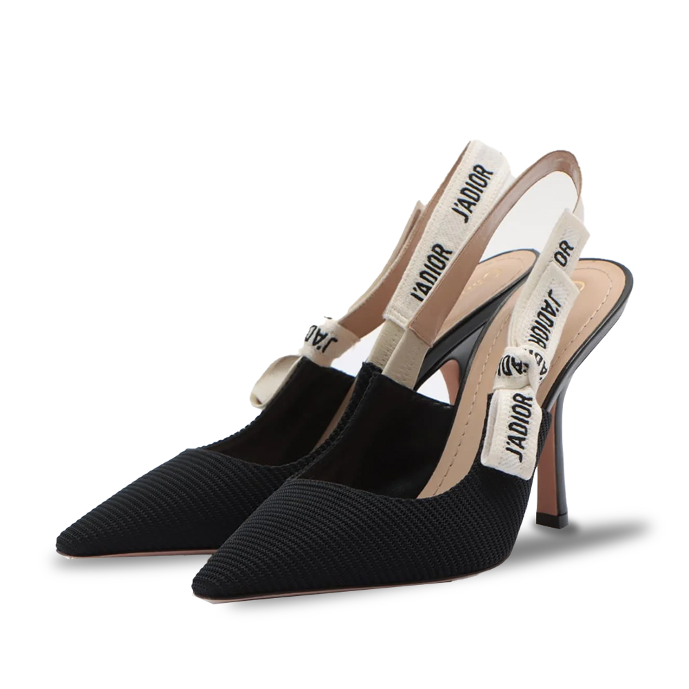 Dior J'Adior Ribbon Bow Pointed Toe Technical Fabric Slingback Pump (Flat / Kitten Heel / Stiletto) /7A - KAIROO