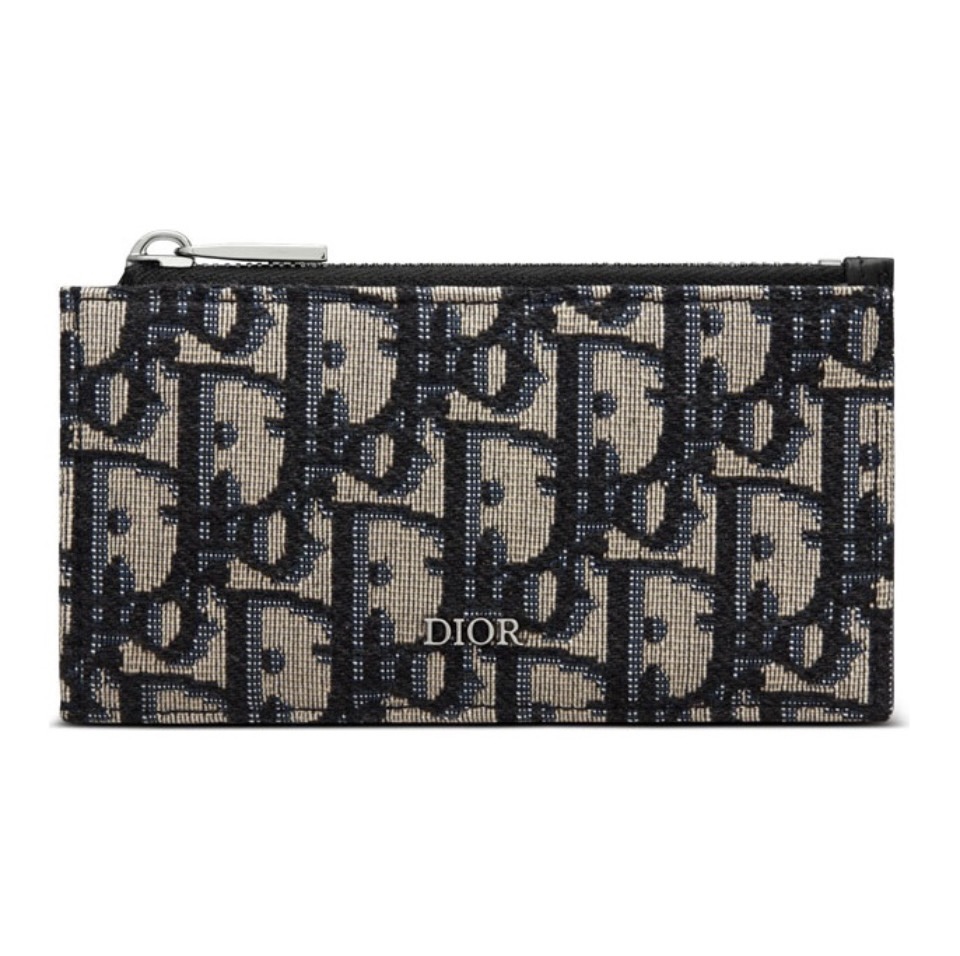 Dior Oblique Jacquard Canvas Long Zip Coin Card Holder Wallet - KAIROO
