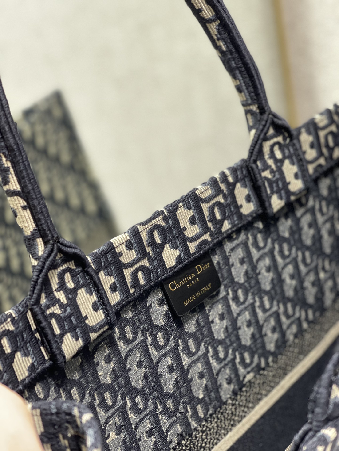 Dior Large Book Tote Logo Jacquard Embroidery Tote Bag /Blue -15A - KAIROO