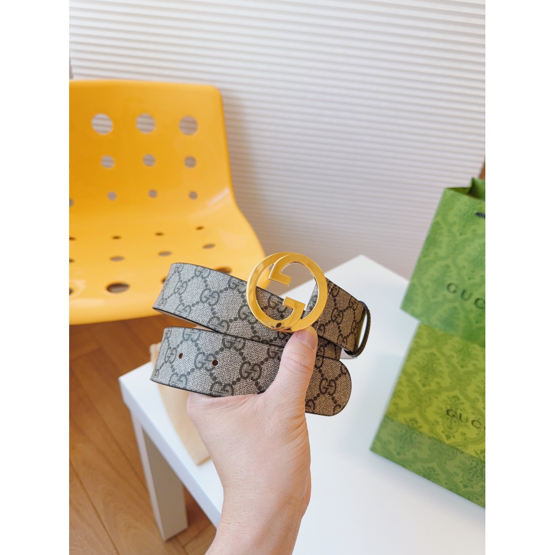 GUCCI Blondie Monogram Round Interlocking G Belt 38MM - KAIROO