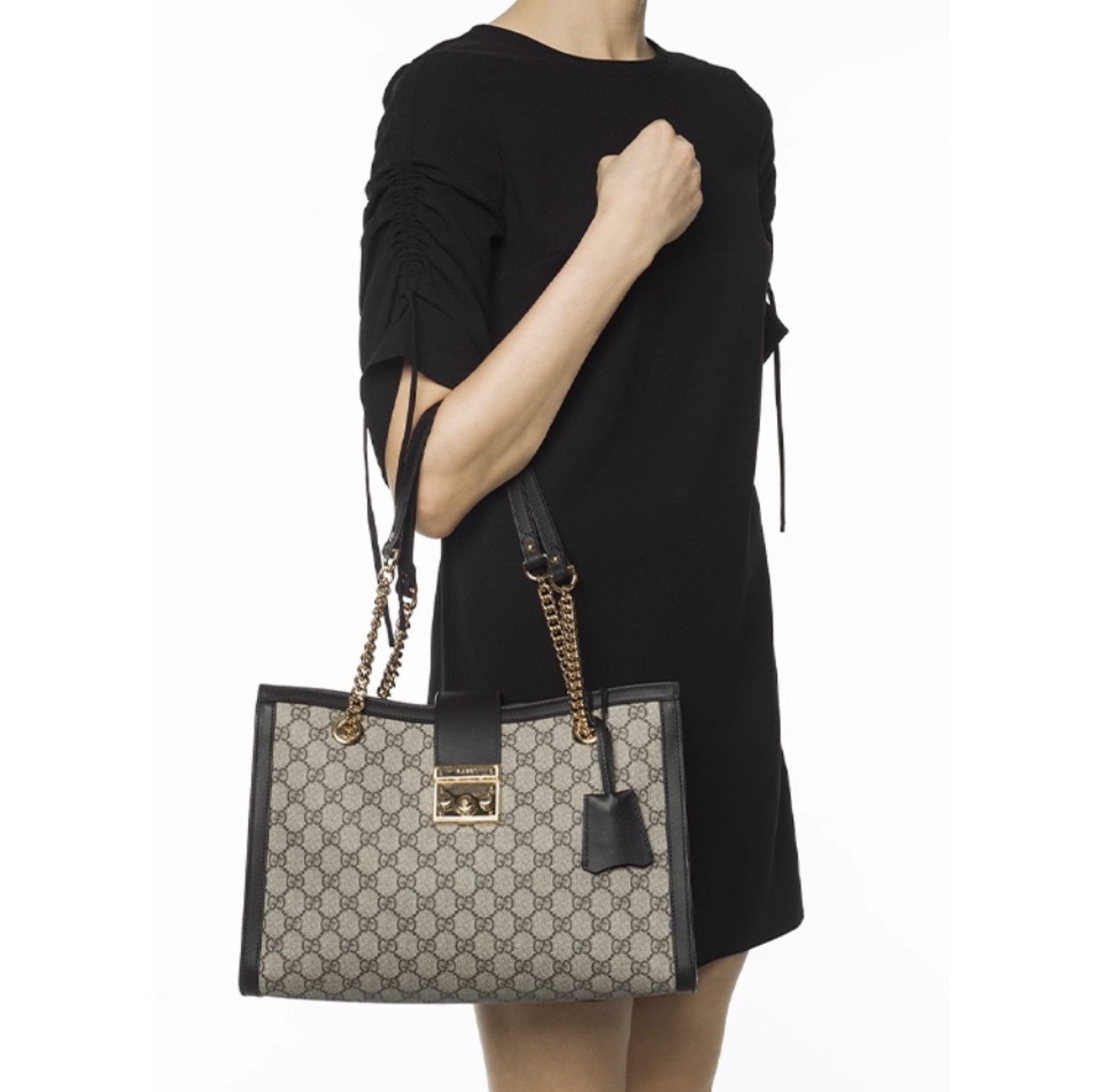 GUCCI Padlock Series GG Canvas Shoulder Bag with Key Lock Closure Tote Bag - KAIROO