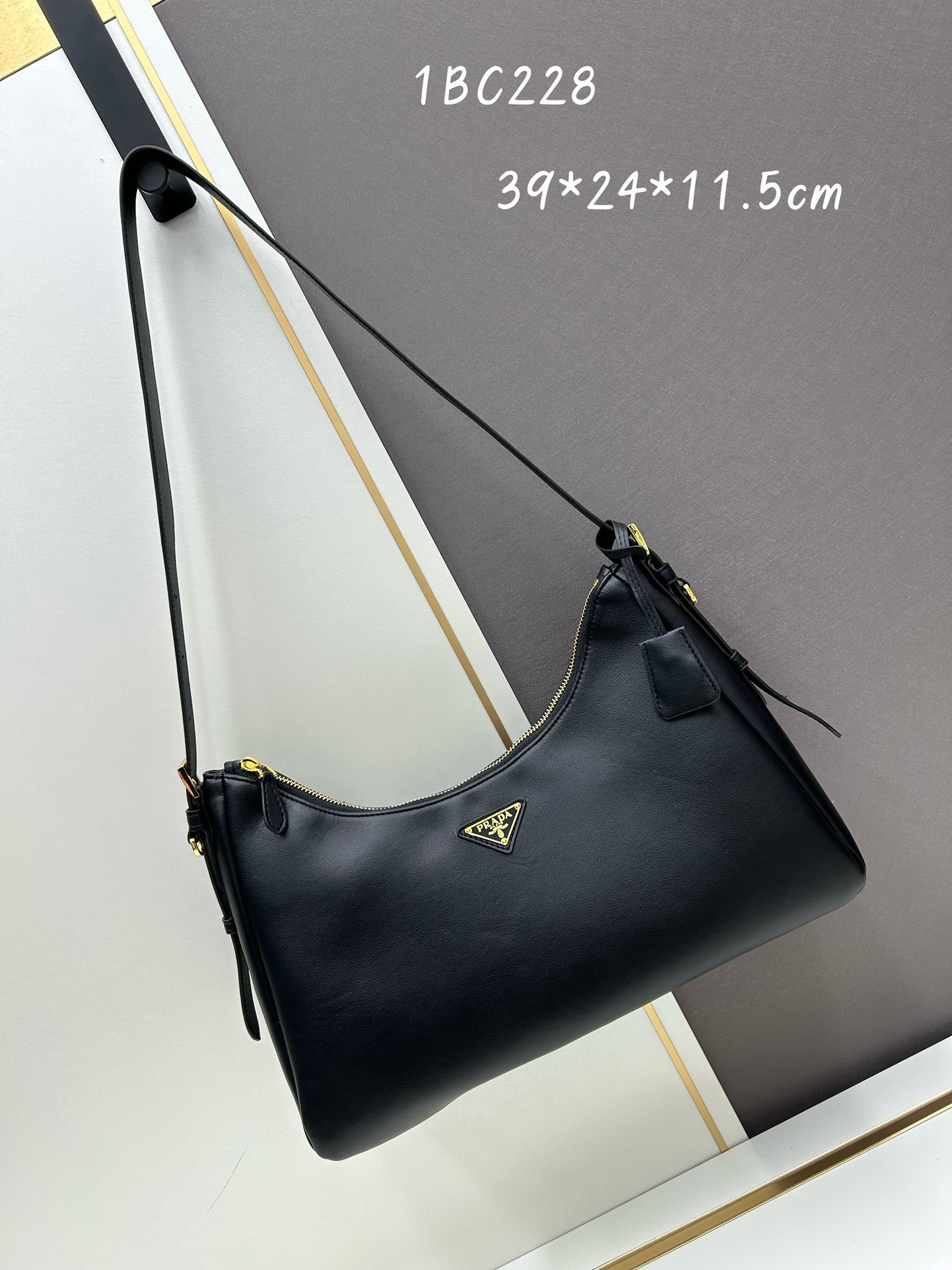 Prada Vitello Leather Zip Long Shoulder Bag - KAIROO
