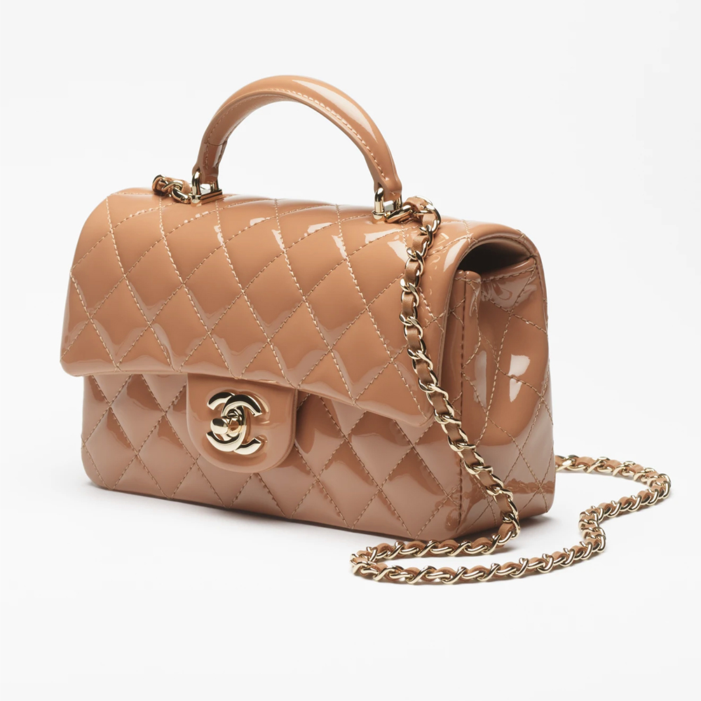 Chanel Classic Mini Flap with Top Handle in Patent Leather - KAIROO