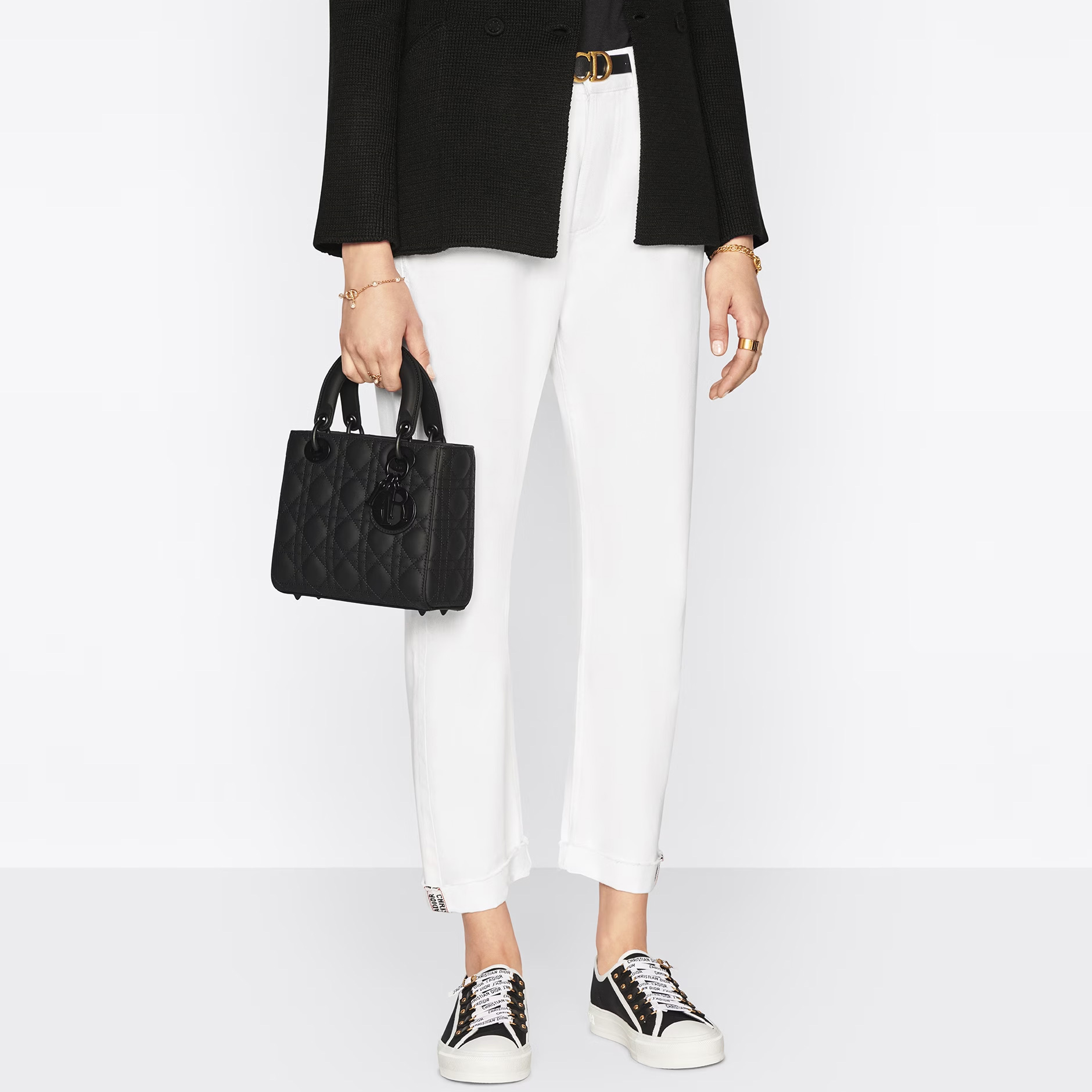 Dior Small Lady Dior Matte Leather Cannage Quilted Chain Top Handle Bag / Collection - KAIROO