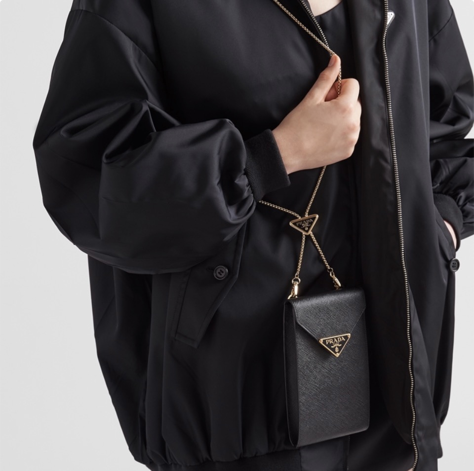 Prada Saffiano Leather Vertical Rectangular Phone Crossbody Mini Bag - KAIROO