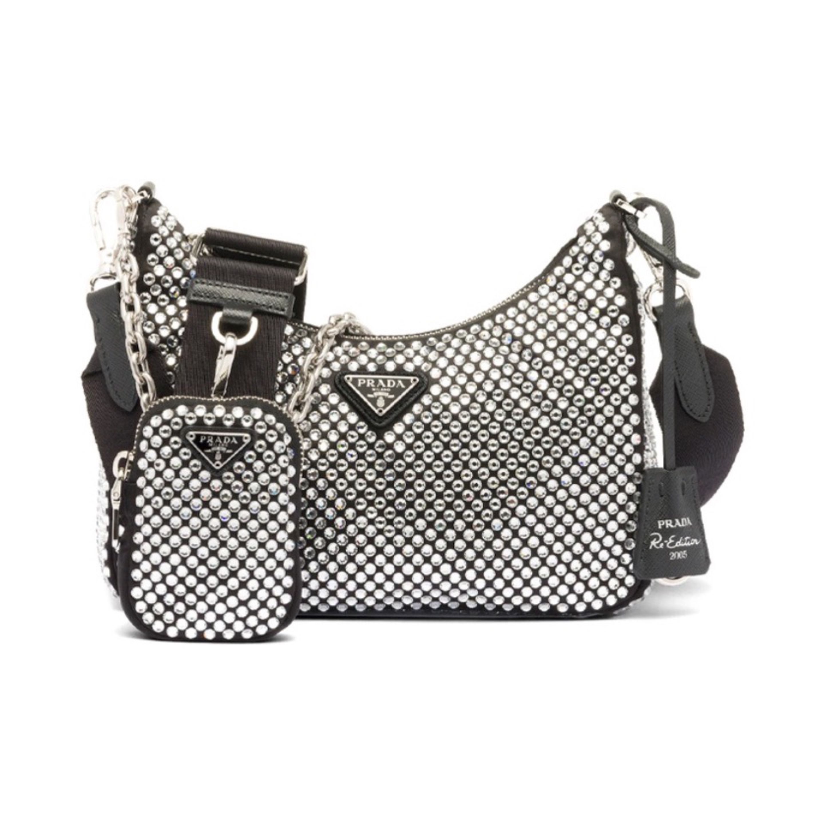 Prada Re-Edition 2005 All-over Crystal Hobo 3-in-1 Shoulder Bag - KAIROO