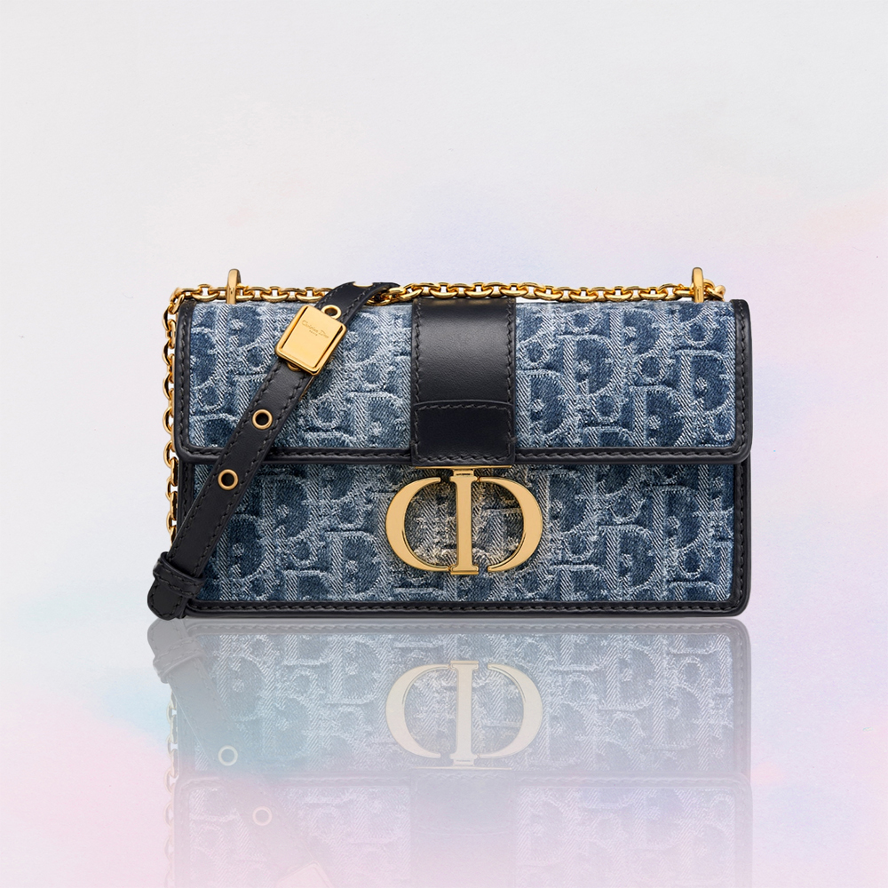 Dior 30 Montaigne Oblique Jacquard Denim CD Buckle Flap Chain Bag - KAIROO
