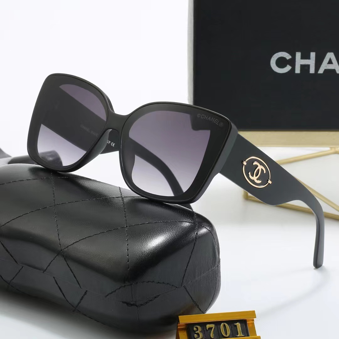 Chanel Oversized Square Cat-eye Acetate Sunglasses with Gold CC Logo Top quality - KAIROO