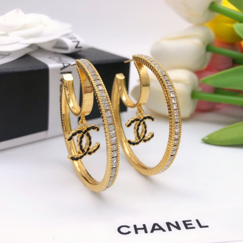Chanel CC Textured Large Hoop Earrings - KAIROO