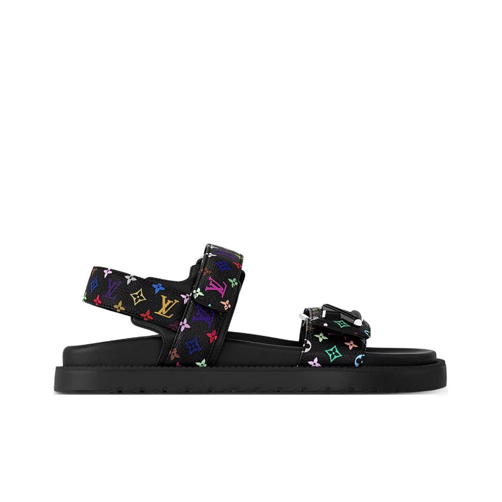 Louis Vuitton LV  Murakami Black Multicolore Double Strap Sporty Sandals - KAIROO