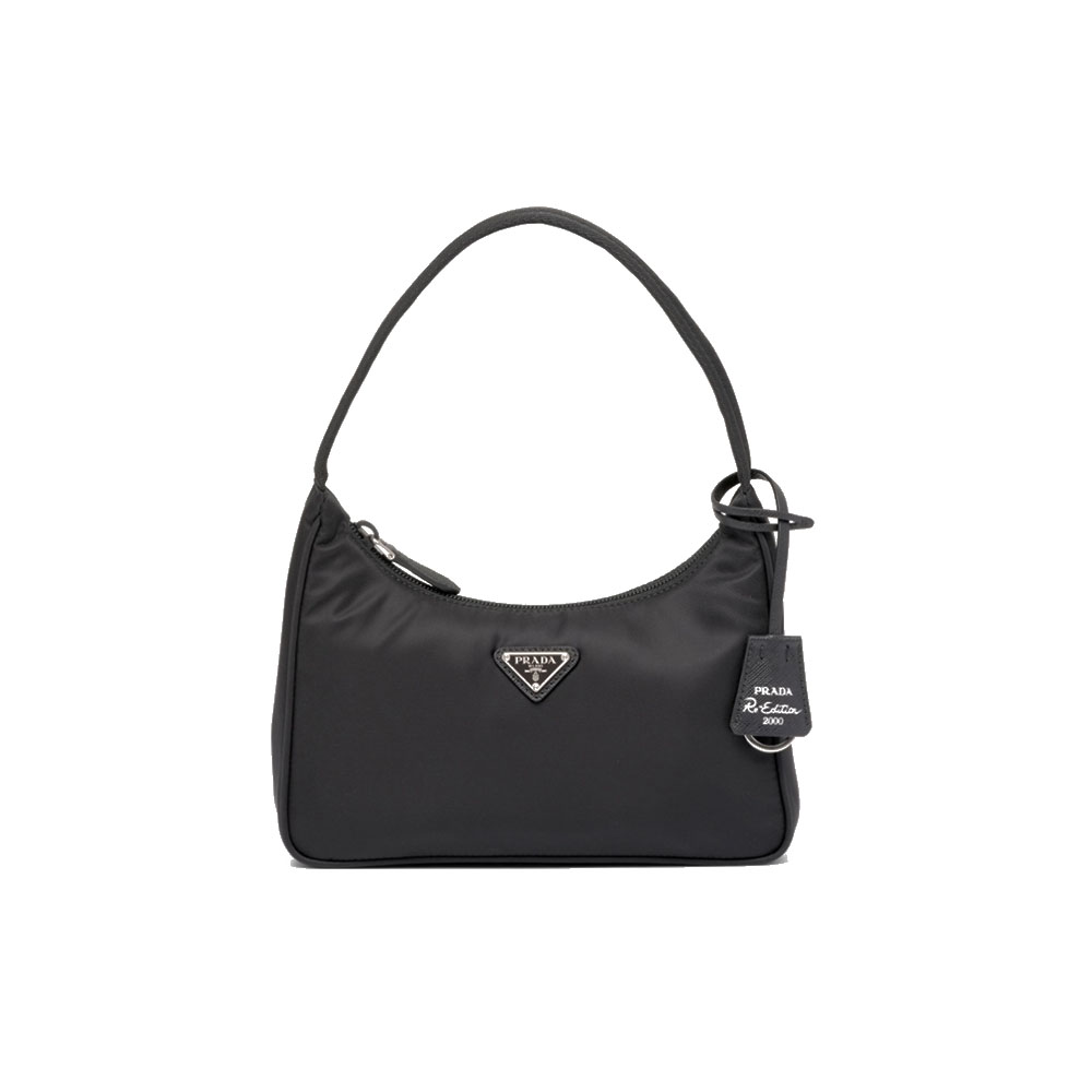 Prada Re-Edition 2000 Re-Nylon Tri-Logo Curved Mini Hobo Handle Bag/ Multicolor - KAIROO