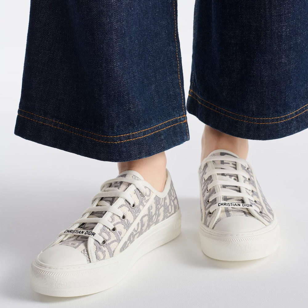 Dior Walk'n'Dior Beige-Grey Oblique Jacquard Embroidery Low-Top Sneakers - KAIROO