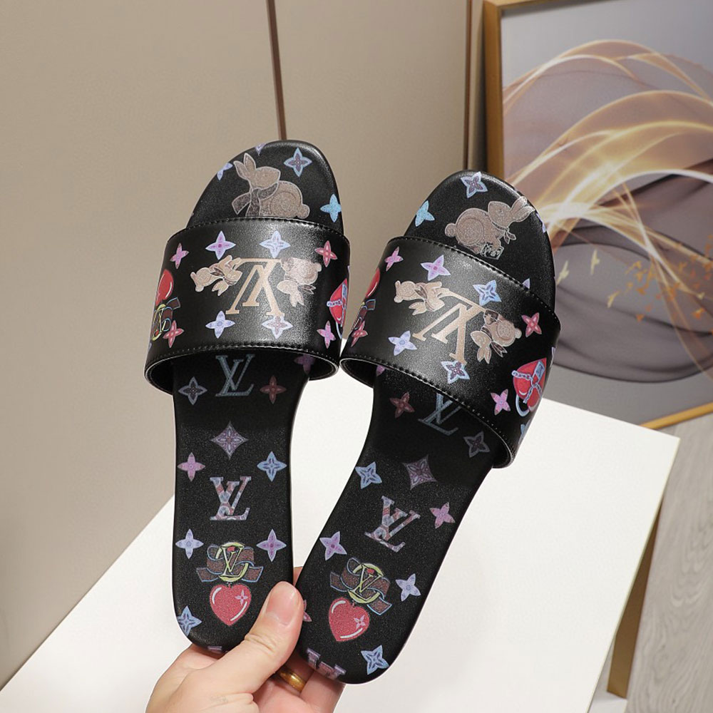 Louis Vuitton LV  Lock It Flat Mule Rabbit Graffiti Slide - KAIROO