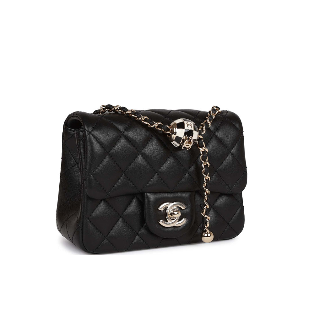 Chanel  Mini Flap with Black & White Sugar Cube Gold Ball - KAIROO