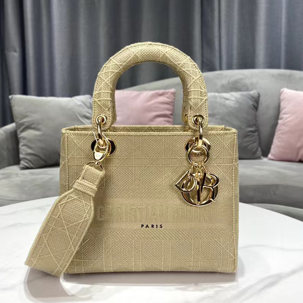 Dior Lady D-Lite Cannage Canvas Embroidered Medium Handbag /10A - KAIROO