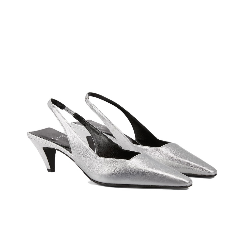 Gucci Pointed Toe Square Heel Patent Leather Slingback Sandals - KAIROO