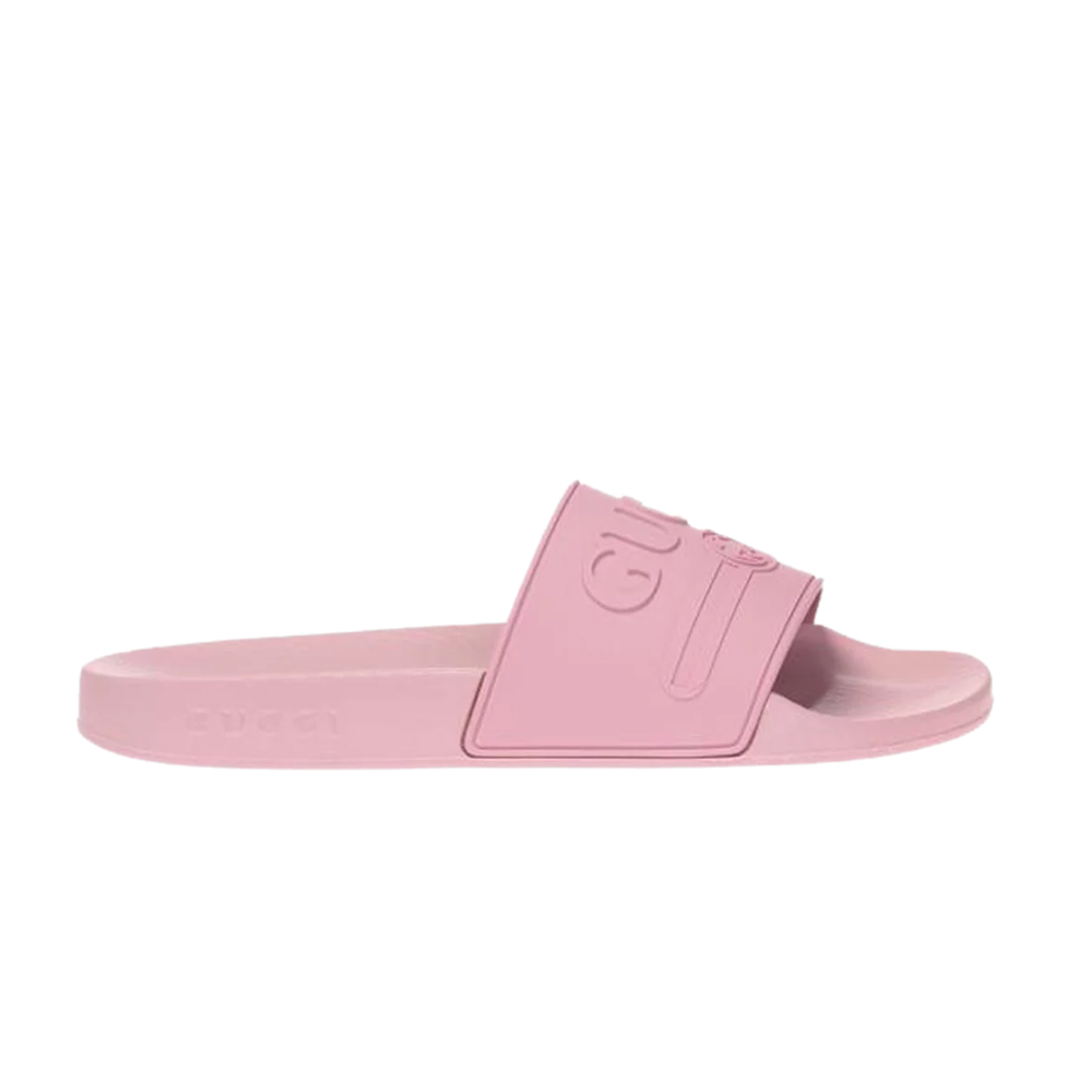 Gucci GG Embossed Logo One-Piece Rubber Flat Slide Sandal - KAIROO