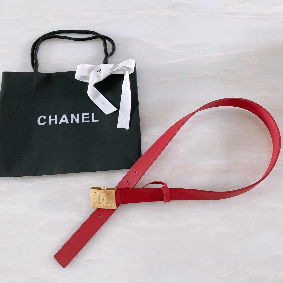 Chanel Belt With Ribbon Buckle Red Women Belt 30MM - KAIROO