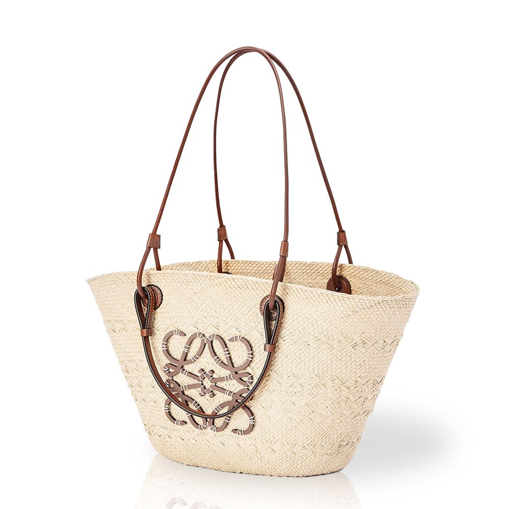 Loewe Tan Woven Anagram Logo Raffia Straw Basket Tote Bags Small & Medium - KAIROO