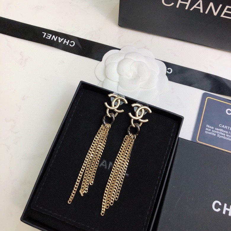 Chanel CC Drop Tassel Earrings (Gold-Tone) - KAIROO