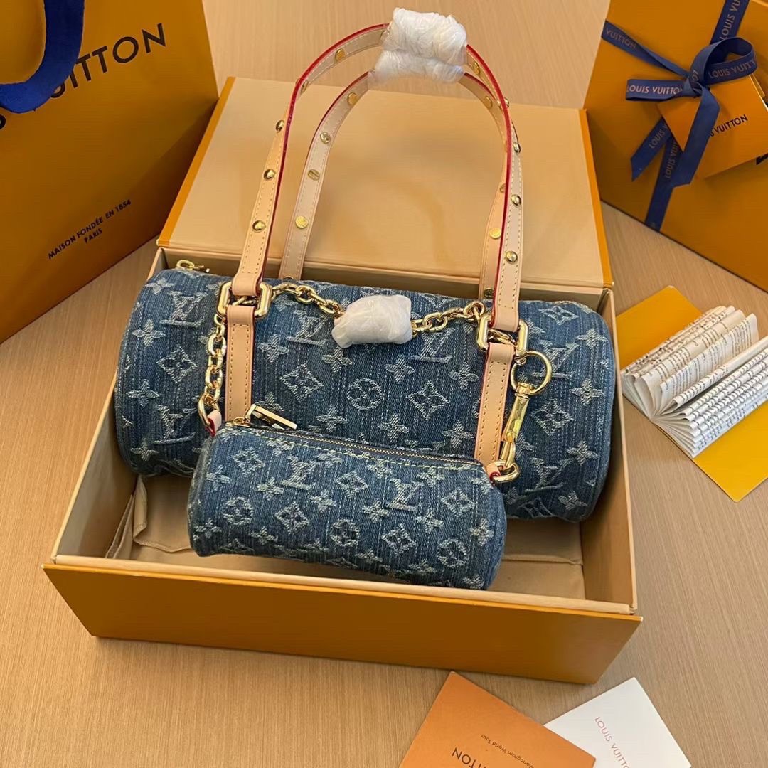 Louis Vuitton LV  Papillon Monogram Denim Bag - KAIROO