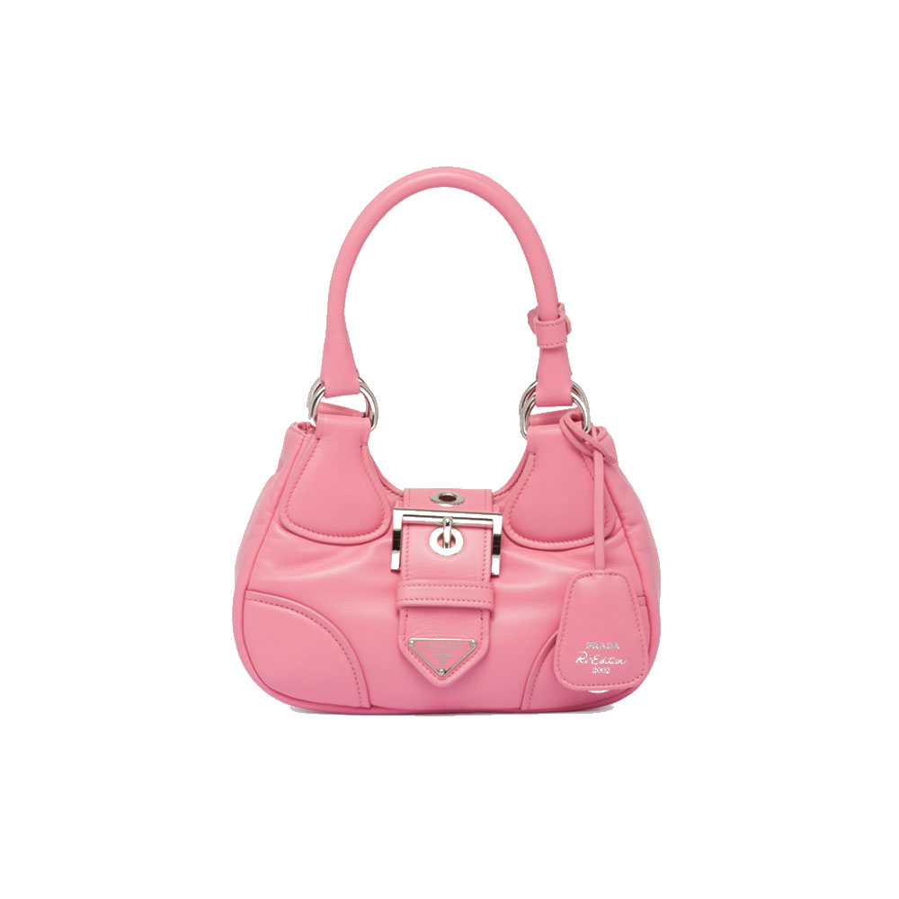 Prada Moon Curved Padded Nappa Leather Buckle Handle Shoulder Bag - KAIROO