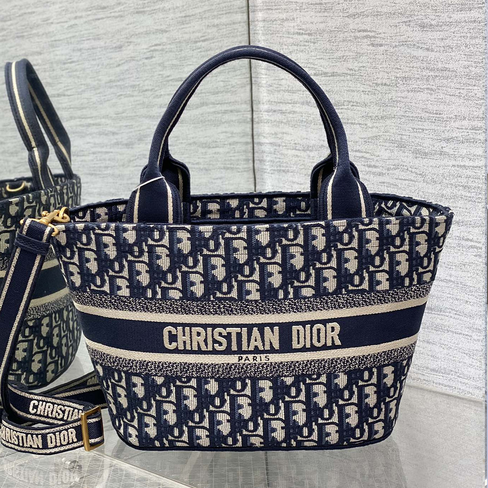 Dior Wicker Embroidered Canvas Pouch Basket Bag - KAIROO