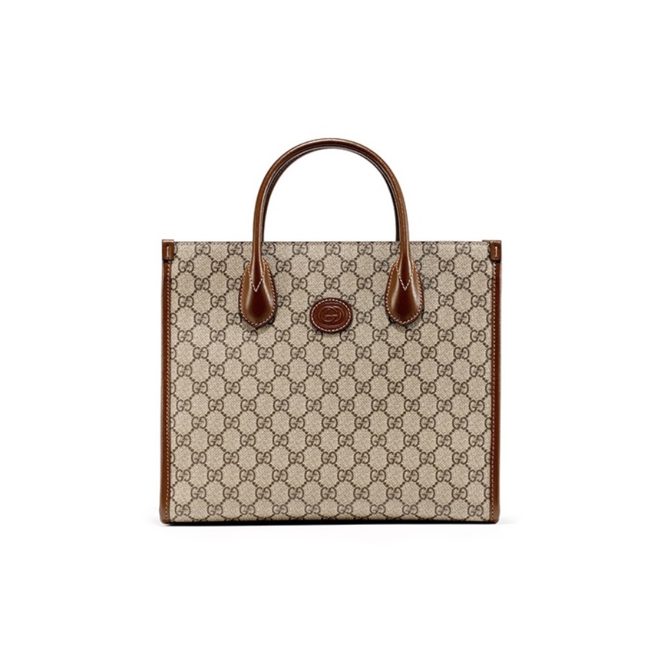 Gucci Full GG Monogram Leather Splicing Vintage Top Handle Tote Bag - KAIROO