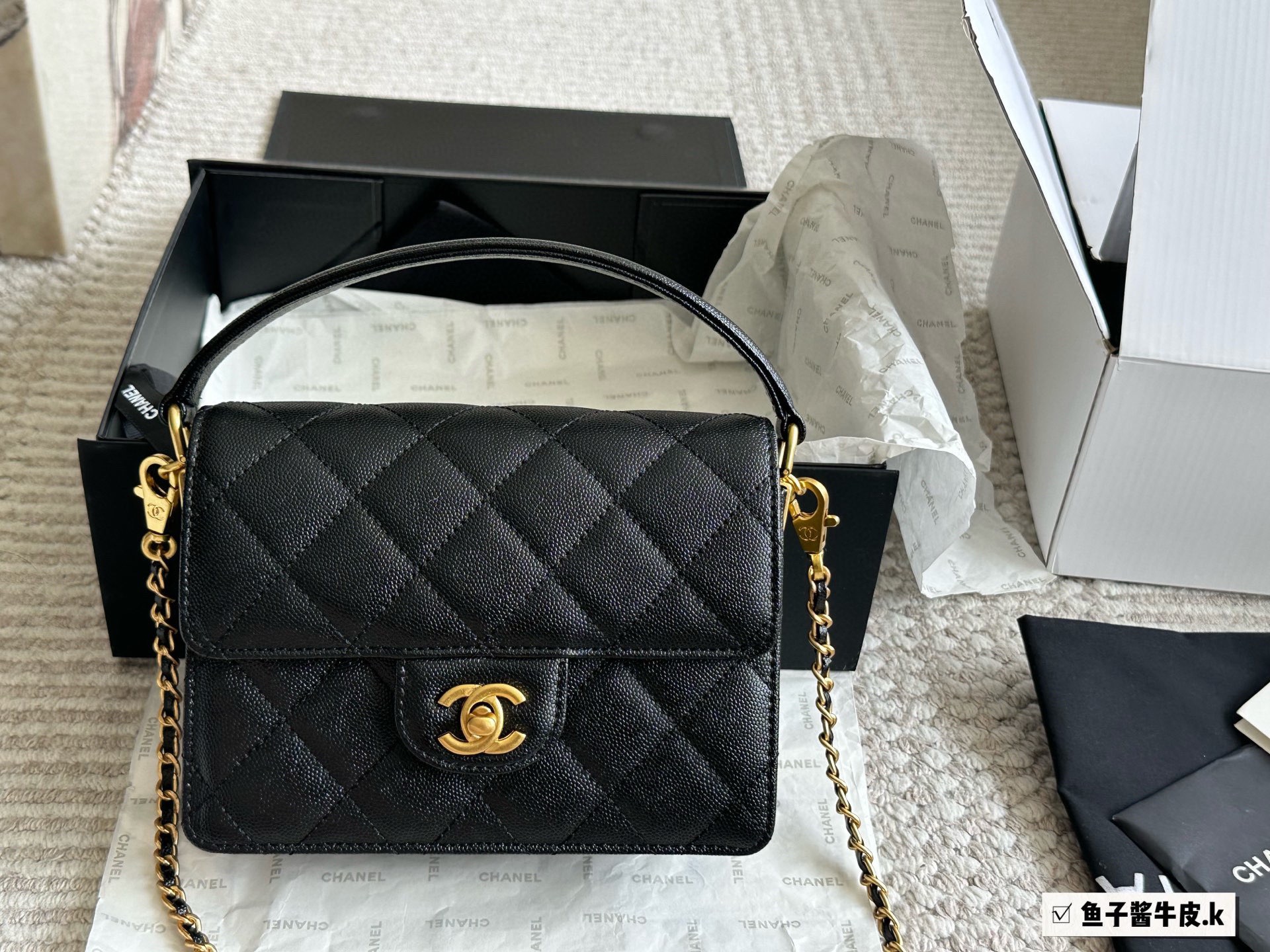 Chanel White Caviar Leather Trend CC Top Handle Bag - KAIROO