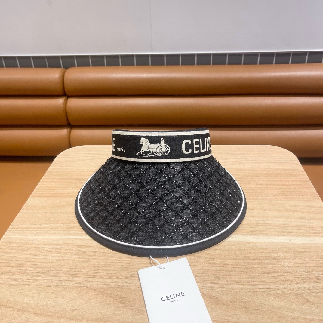 Celine Sulky Canvas Visor with Leather Trim Sulky Embroidery in Textile - KAIROO