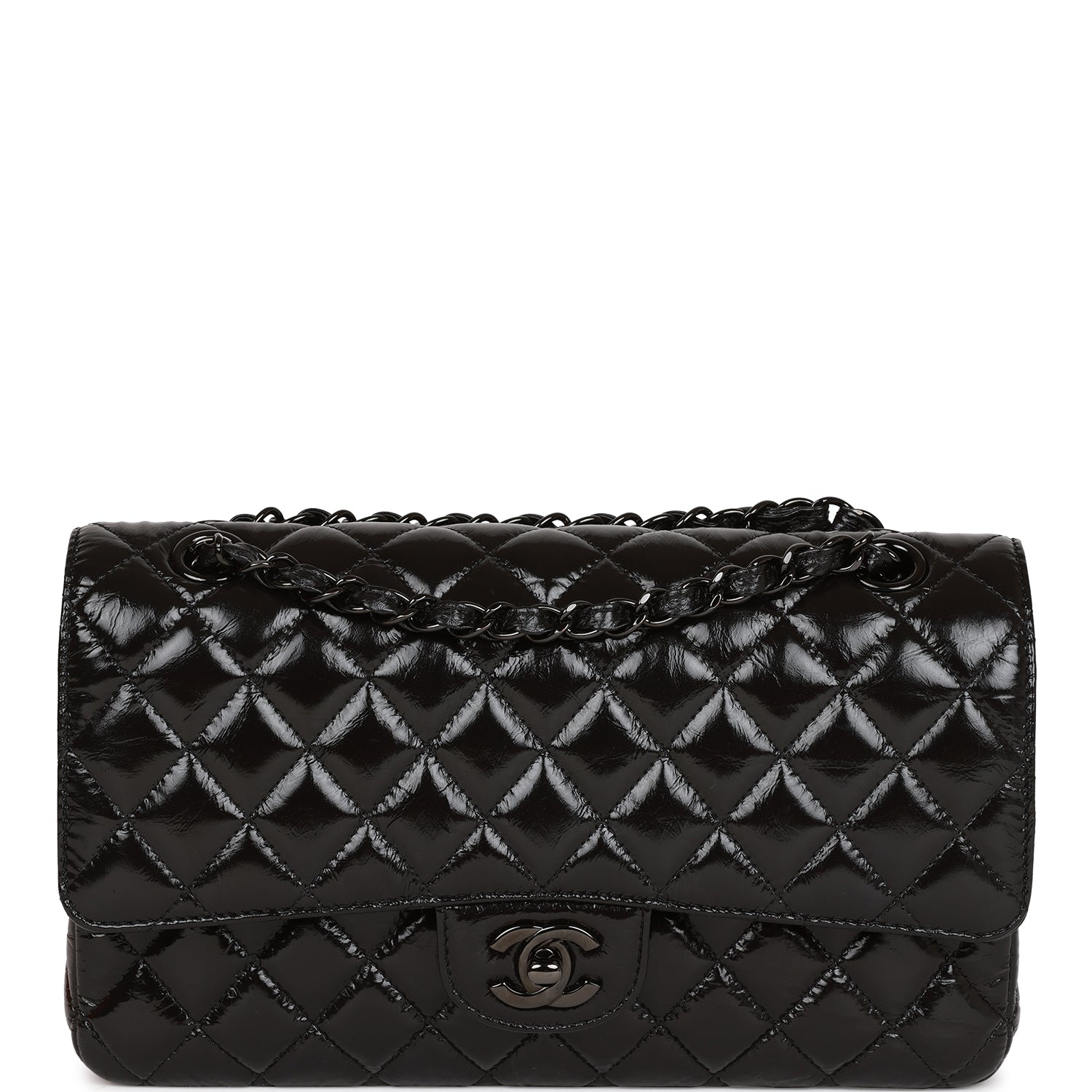 Chanel So Black Patent Flap Bag / Chanel Shiny Quilted Bag - KAIROO