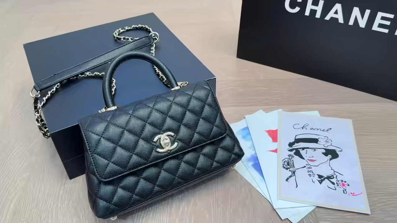 Chanel Black Caviar Leather Coco Handle - KAIROO