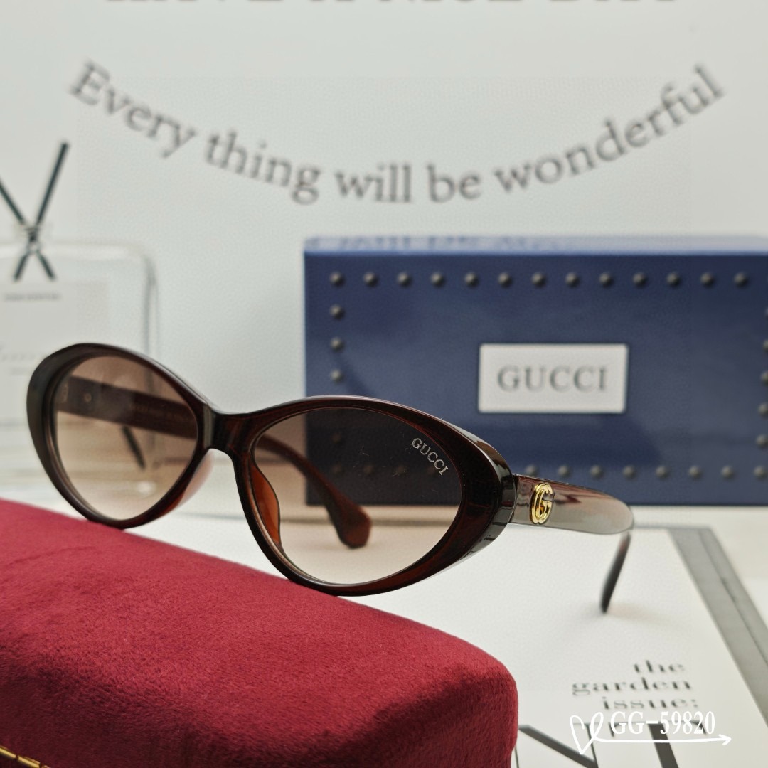 Gucci Vintage Oval Frame HD Lens Double G Badge Sunglasses - KAIROO