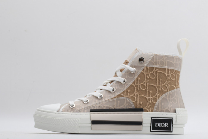 Dior B23 Oblique Transparent Layered High-Top Canvas Shoes/ Beige - KAIROO