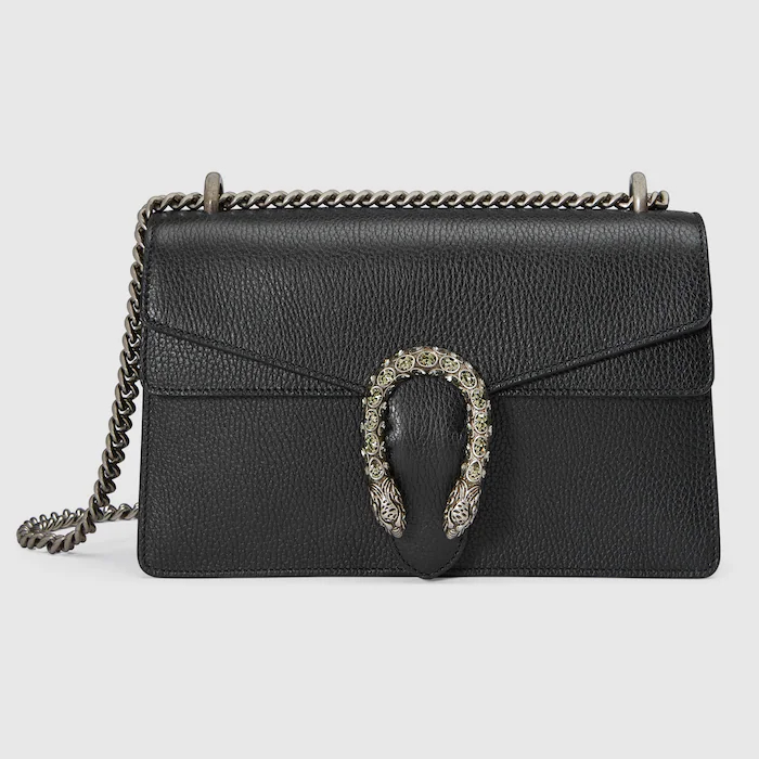 GUCCI Dionysus Leather Chain Bag Textured Leather Shoulder Bag / Black - KAIROO