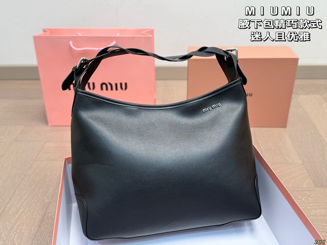 Miu Miu Twisted Handle Smooth Leather Hobo Underarmr Commuting  Bag - KAIROO