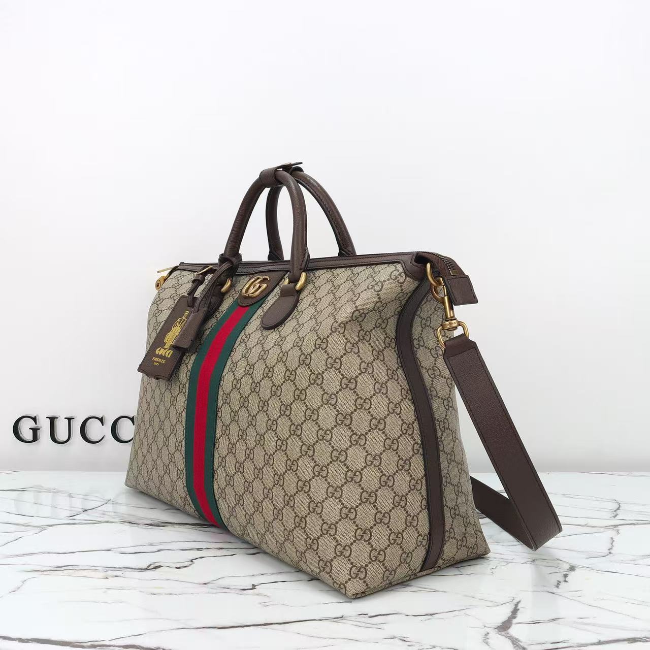 GUCCI Savoy Monogram Canvas Duffle Bag Medium - KAIROO