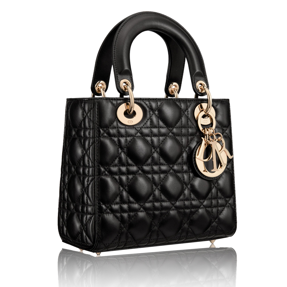 Dior Small Lady Dior Delicate Leather Cannage Quilted Gold Hardware Top Handle Bag - KAIROO