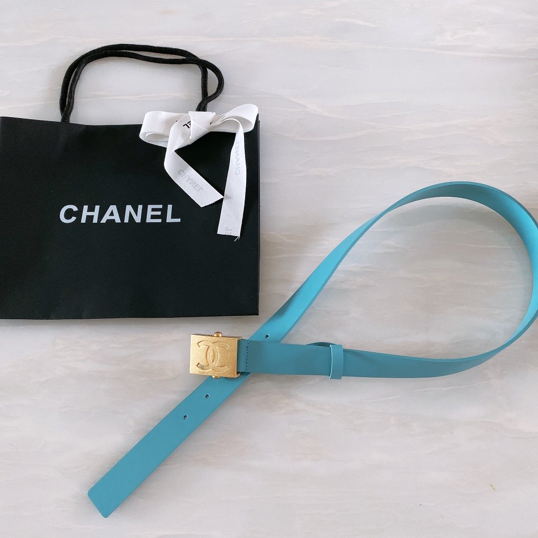 Chanel Belt With Ribbon Buckle Blue Women Belt 30MM - KAIROO