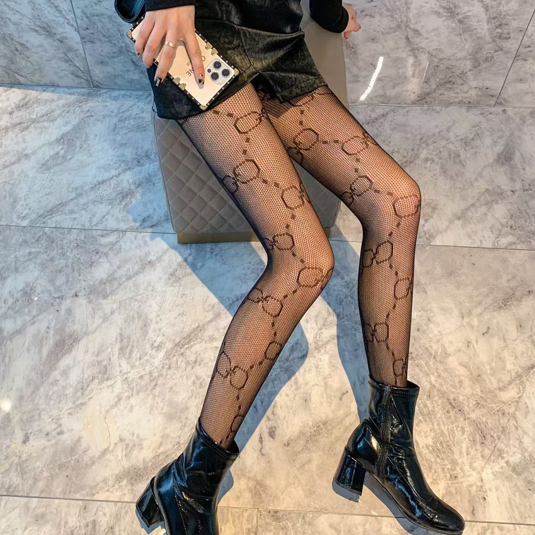 Gucci GG Big Logo Monogram Fishnet Texture Hollow Mesh Stockings - KAIROO